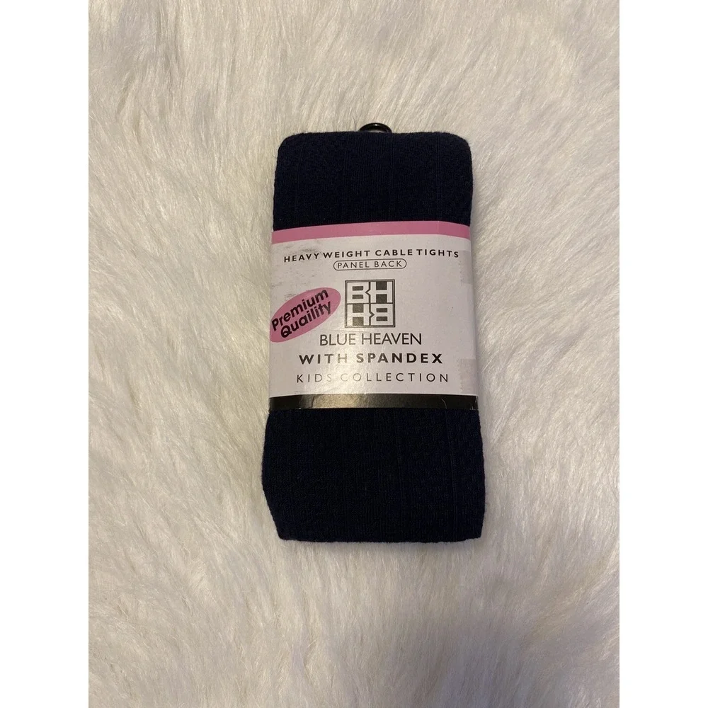 Blue Heaven Heavy Weight Cable Tights Girls Size 7-10 Blue Color Footed